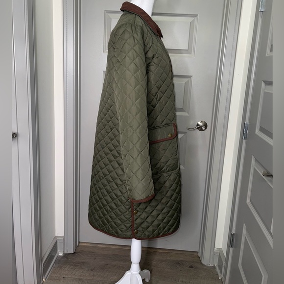Ralph Lauren Olive Quilted Puffer with Brown Trim - Picture 4 of 15